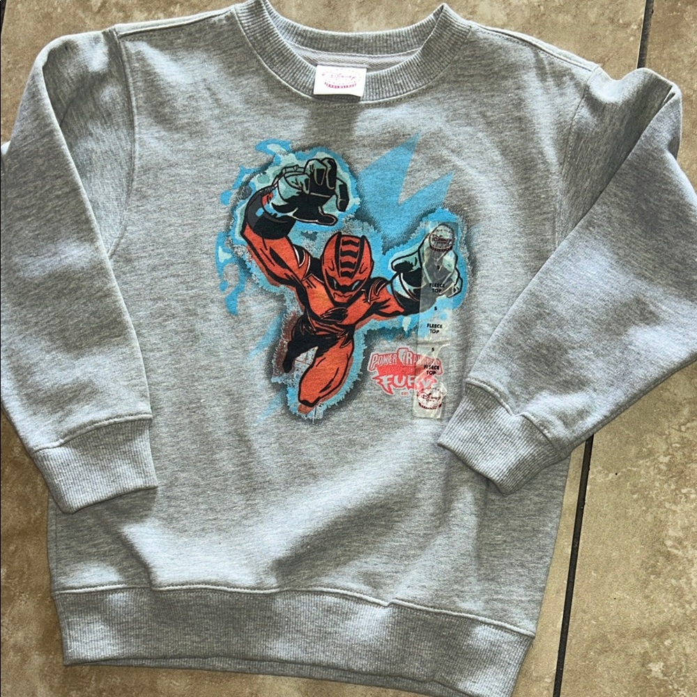 Disney Gray Sweatshirt with Red and Blue Power Rangers Graphic